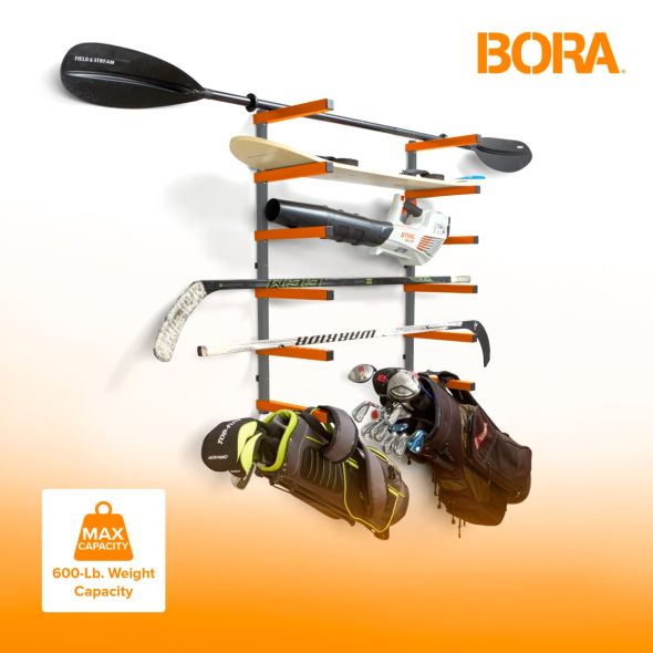 6-Level Lumber Storage Rack – Orange and Gray - Bora