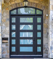 Atlas Contemporary Iron Door with Sidelights - Custom Iron Door Pros